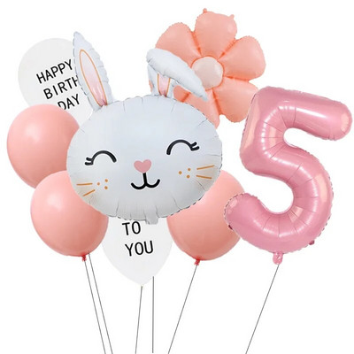 Великденско зайче 40-инчов комплект балони с числа Macaron Orange Слънчоглед Хелий Globos Baby Shower Рожден ден Пролет Великден парти Консумативи