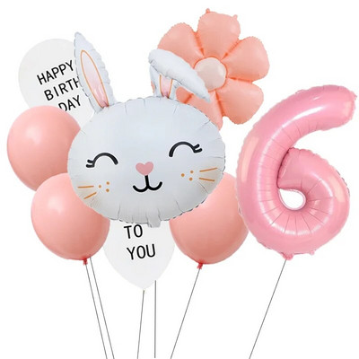 Великденско зайче 40-инчов комплект балони с числа Macaron Orange Слънчоглед Хелий Globos Baby Shower Рожден ден Пролет Великден парти Консумативи