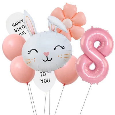Великденско зайче 40-инчов комплект балони с числа Macaron Orange Слънчоглед Хелий Globos Baby Shower Рожден ден Пролет Великден парти Консумативи