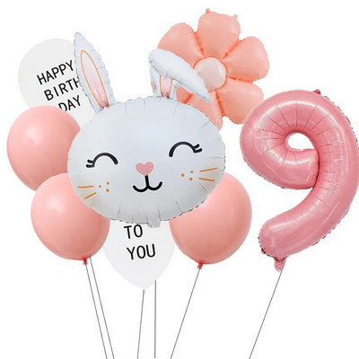 Великденско зайче 40-инчов комплект балони с числа Macaron Orange Слънчоглед Хелий Globos Baby Shower Рожден ден Пролет Великден парти Консумативи
