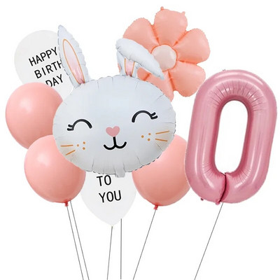 Великденско зайче 40-инчов комплект балони с числа Macaron Orange Слънчоглед Хелий Globos Baby Shower Рожден ден Пролет Великден парти Консумативи