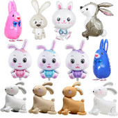 Заешка тема Фолиев балон Карикатура Животно с дълги уши Зайче Хелиев балон Декорации за парти за рожден ден за възрастни Деца Baby Shower Globos