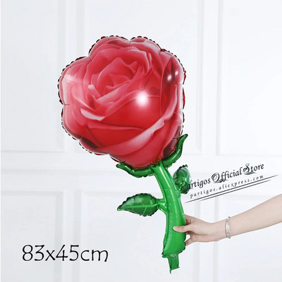Розови цветя Фолиеви балони Подарък за Свети Валентин Рози Букет Балони Годишнина Булчинска стая Сватбени парти Декорации Детски играчки