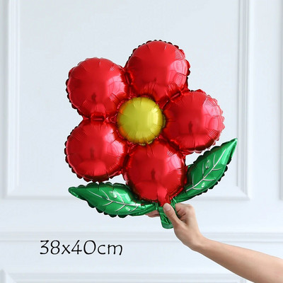 Розови цветя Фолиеви балони Подарък за Свети Валентин Рози Букет Балони Годишнина Булчинска стая Сватбени парти Декорации Детски играчки