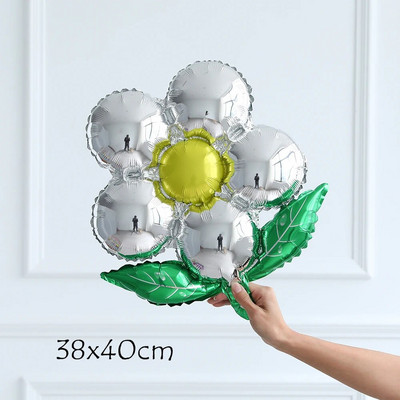 Розови цветя Фолиеви балони Подарък за Свети Валентин Рози Букет Балони Годишнина Булчинска стая Сватбени парти Декорации Детски играчки