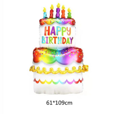 1 vnt. Didelė gimtadienio dovana žvakių juostelė, taškeliai, trijų sluoksnių tortas gimtadienio vakarėlio dekoravimui, aliuminio plėvelės balionas
