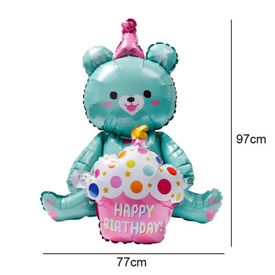 Baloane mari pentru tort de zi de naștere, cu urs de desene animate, număr de tort, balon din folie pentru baby shower, decorare pentru petrecerea de la mulți ani, accesoriu jucărie pentru copii