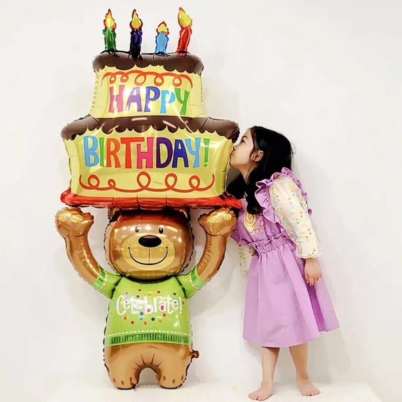 Baloane mari pentru tort de zi de naștere, cu urs de desene animate, număr de tort, balon din folie pentru baby shower, decorare pentru petrecerea de la mulți ani, accesoriu jucărie pentru copii