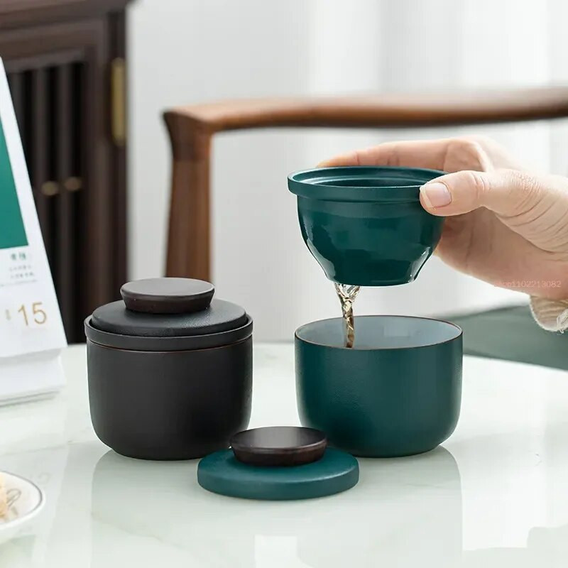 Putni Kung Fu Set za čaj Gaiwan Vanjski automobil Brza šalica Jedna posuda Jedna šalica Mini torba za nošenje Filter Posuda za šalicu čaja