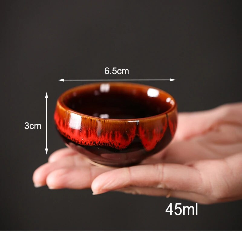 6 бр. Комплект чаши за чай Kung Fu, комплекти чаши за чай от китайски порцелан, керамичен сервиз за чай yaobian, смяна на златни рибки, глазура, купа за чай за пътуване