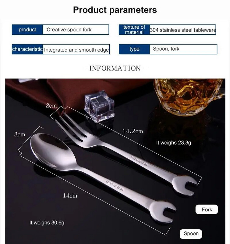 Oblik ključa Posuđe Vilica Žlica Poklon Voćni desert Vilice za salatu Kućna kuhinja Pribor za jelo od nehrđajućeg čelika Pribor za kampiranje Alati