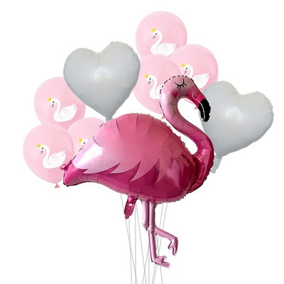1 σετ Flamingo Donut Foil Balloon 18 ιντσών μπάλες καρδιάς 12`` latex Balloons Baby Shower Birthday Party Χαβάης Διακόσμηση
