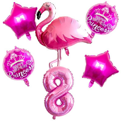 1 σετ Flamingo Donut Foil Balloon 18 ιντσών μπάλες καρδιάς 12`` latex Balloons Baby Shower Birthday Party Χαβάης Διακόσμηση