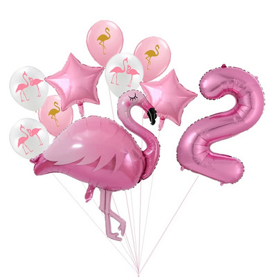 Milžiniškas flamingo folijos balionų rinkinys 30 colių rožinės spalvos balionai 1 2 3 4 5 6 7 8 9 metų mergaitės gimtadienio vakarėlis Baby Shower Decor Ki