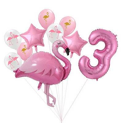 Milžiniškas flamingo folijos balionų rinkinys 30 colių rožinės spalvos balionai 1 2 3 4 5 6 7 8 9 metų mergaitės gimtadienio vakarėlis Baby Shower Decor Ki