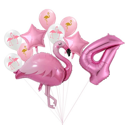 Milžiniškas flamingo folijos balionų rinkinys 30 colių rožinės spalvos balionai 1 2 3 4 5 6 7 8 9 metų mergaitės gimtadienio vakarėlis Baby Shower Decor Ki