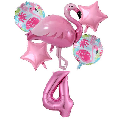 Milžiniškas flamingo folijos balionų rinkinys 30 colių rožinės spalvos balionai 1 2 3 4 5 6 7 8 9 metų mergaitės gimtadienio vakarėlis Baby Shower Decor Ki