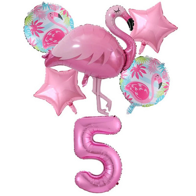 Milžiniškas flamingo folijos balionų rinkinys 30 colių rožinės spalvos balionai 1 2 3 4 5 6 7 8 9 metų mergaitės gimtadienio vakarėlis Baby Shower Decor Ki