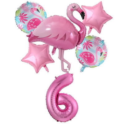 Milžiniškas flamingo folijos balionų rinkinys 30 colių rožinės spalvos balionai 1 2 3 4 5 6 7 8 9 metų mergaitės gimtadienio vakarėlis Baby Shower Decor Ki