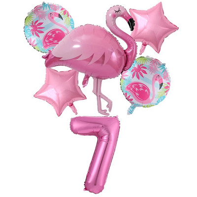Milžiniškas flamingo folijos balionų rinkinys 30 colių rožinės spalvos balionai 1 2 3 4 5 6 7 8 9 metų mergaitės gimtadienio vakarėlis Baby Shower Decor Ki