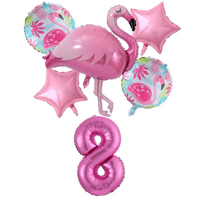 Milžiniškas flamingo folijos balionų rinkinys 30 colių rožinės spalvos balionai 1 2 3 4 5 6 7 8 9 metų mergaitės gimtadienio vakarėlis Baby Shower Decor Ki