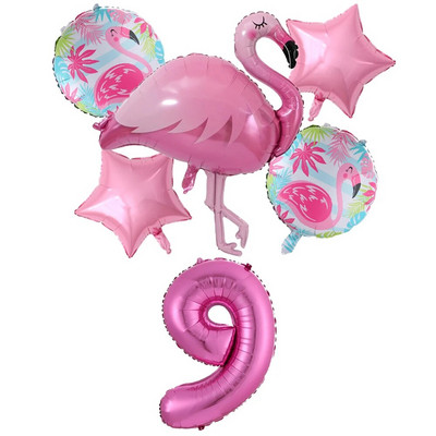 Milžiniškas flamingo folijos balionų rinkinys 30 colių rožinės spalvos balionai 1 2 3 4 5 6 7 8 9 metų mergaitės gimtadienio vakarėlis Baby Shower Decor Ki