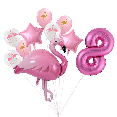 Milžiniškas flamingo folijos balionų rinkinys 30 colių rožinės spalvos balionai 1 2 3 4 5 6 7 8 9 metų mergaitės gimtadienio vakarėlis Baby Shower Decor Ki