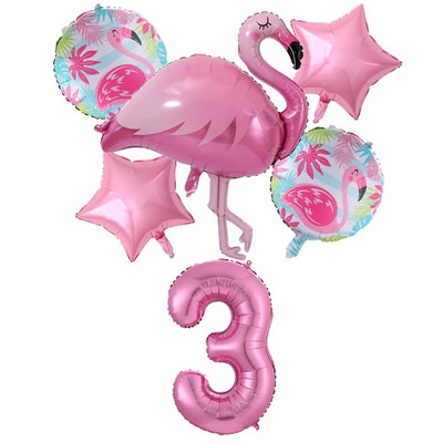 Milžiniškas flamingo folijos balionų rinkinys 30 colių rožinės spalvos balionai 1 2 3 4 5 6 7 8 9 metų mergaitės gimtadienio vakarėlis Baby Shower Decor Ki