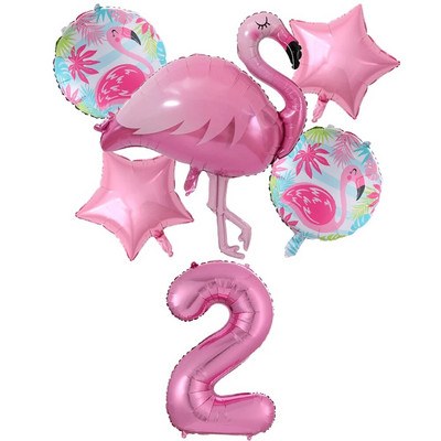 Milžiniškas flamingo folijos balionų rinkinys 30 colių rožinės spalvos balionai 1 2 3 4 5 6 7 8 9 metų mergaitės gimtadienio vakarėlis Baby Shower Decor Ki