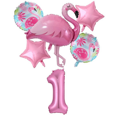 Milžiniškas flamingo folijos balionų rinkinys 30 colių rožinės spalvos balionai 1 2 3 4 5 6 7 8 9 metų mergaitės gimtadienio vakarėlis Baby Shower Decor Ki