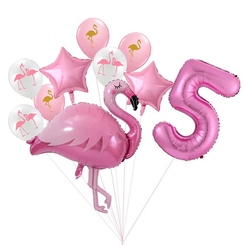 Milžiniškas flamingo folijos balionų rinkinys 30 colių rožinės spalvos balionai 1 2 3 4 5 6 7 8 9 metų mergaitės gimtadienio vakarėlis Baby Shower Decor Ki