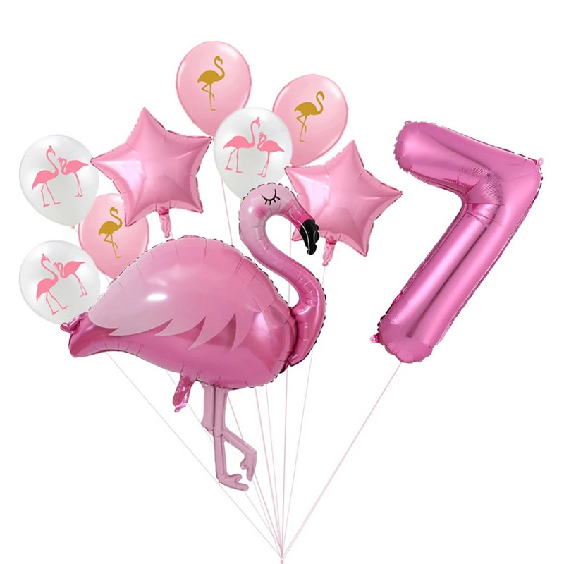Milžiniškas flamingo folijos balionų rinkinys 30 colių rožinės spalvos balionai 1 2 3 4 5 6 7 8 9 metų mergaitės gimtadienio vakarėlis Baby Shower Decor Ki