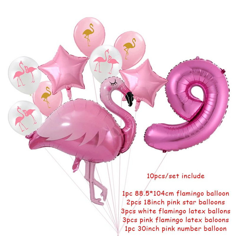Milžiniškas flamingo folijos balionų rinkinys 30 colių rožinės spalvos balionai 1 2 3 4 5 6 7 8 9 metų mergaitės gimtadienio vakarėlis Baby Shower Decor Ki