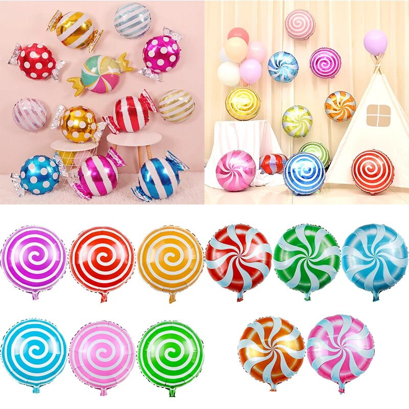 Цветни бонбони Понички Фолиеви балони Близалки Балони с хелий Бебешки празник Рожден ден Сватба Консумативи Коледна украса Ba