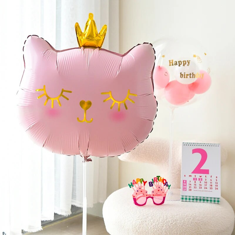 Карикатура Корона Котешка глава Хелиев балон Животни Фолиеви балони Декорация за парти за рожден ден Детски играчки Globos Event Party Supplie