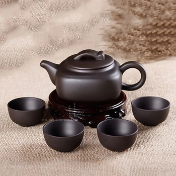 1 тенджера и 4 чаши без основа Yixing Пурпурен пясъчен комплект за чай Пътуващ преносим костюм за чай Консумативи за китайска чаена церемония Productos Chinos