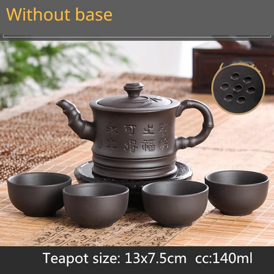 1 puodas ir 4 puodeliai be pagrindo Yixing purpurinio smėlio arbatos rinkinys Kelioninis nešiojamas arbatos kostiumėlis Kinijos arbatos ceremonijos reikmenys Productos Chinos