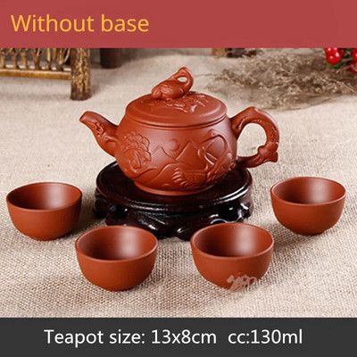 1 puodas ir 4 puodeliai be pagrindo Yixing purpurinio smėlio arbatos rinkinys Kelioninis nešiojamas arbatos kostiumėlis Kinijos arbatos ceremonijos reikmenys Productos Chinos