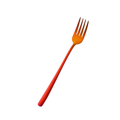 1PC Vilica za večeru od nehrđajućeg čelika Korejska šarena vilica za desert i voće s dugom ručkom Set zlatno plavih vilica za hotelske potrepštine za zabavu