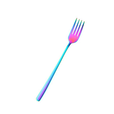 1PC Vilica za večeru od nehrđajućeg čelika Korejska šarena vilica za desert i voće s dugom ručkom Set zlatno plavih vilica za hotelske potrepštine za zabavu