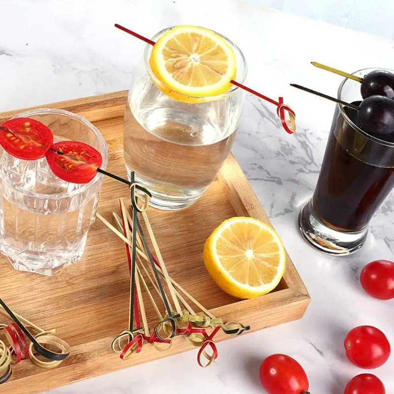 100 komada koktela, ekološki prihvatljivi bambusovi jednokratni šareni štapići u obliku škara, predjela, čačkalice za koktele