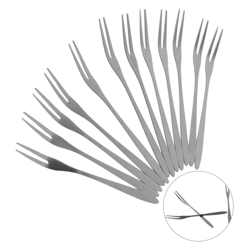 12 kom Vilica za voće 12,8*0,9 cm Vilica od nehrđajućeg čelika za desert, tortu, salatu, pribor za jelo za obitelj, uredsku zabavu, roštilj, restoran, kampiranje