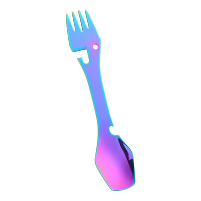 1PC Kampiranje na otvorenom od nehrđajućeg čelika Višenamjenska žlica Vilica Prijenosno posuđe Posuđe za piknik Nož za rezanje Otvarač za boce