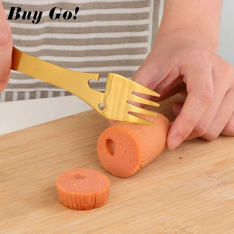 1PC Kampiranje na otvorenom od nehrđajućeg čelika Višenamjenska žlica Vilica Prijenosno posuđe Posuđe za piknik Nož za rezanje Otvarač za boce