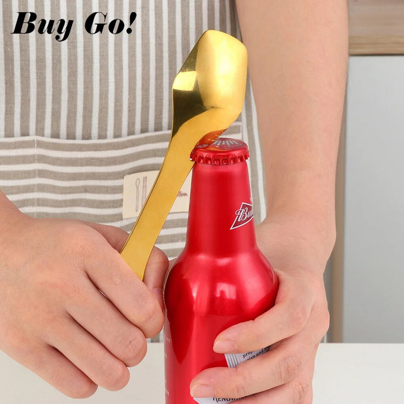 1PC Kampiranje na otvorenom od nehrđajućeg čelika Višenamjenska žlica Vilica Prijenosno posuđe Posuđe za piknik Nož za rezanje Otvarač za boce