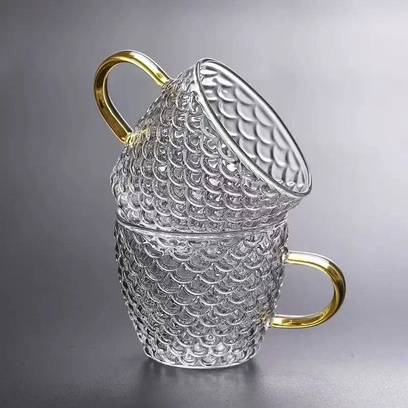 Üveg teáscsészék kis csészék Főoldal Üveg teás készlet Kávéscsésze készlet Tea Víz csésze Csészealj Steak Juice Vödör Asztali dekor teáscsésze