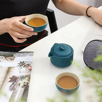 Creative Color Glaze Travel Tea Set 1 чайник 1 чаена чаша Teeware Teware Китайски сервизи за чай Чаши и чаши Gaiwan Керамика и керамика