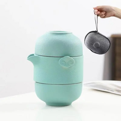 Creative Color Glaze Travel Tea Set 1 чайник 1 чаена чаша Teeware Teware Китайски сервизи за чай Чаши и чаши Gaiwan Керамика и керамика