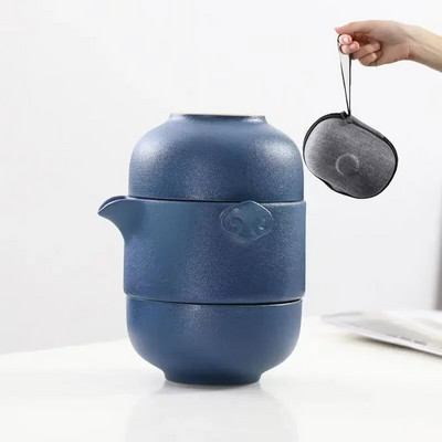 Creative Color Glaze Travel Tea Set 1 чайник 1 чаена чаша Teeware Teware Китайски сервизи за чай Чаши и чаши Gaiwan Керамика и керамика