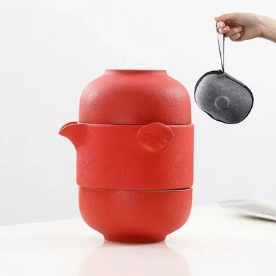 Creative Color Glaze Travel Tea Set 1 чайник 1 чаена чаша Teeware Teware Китайски сервизи за чай Чаши и чаши Gaiwan Керамика и керамика